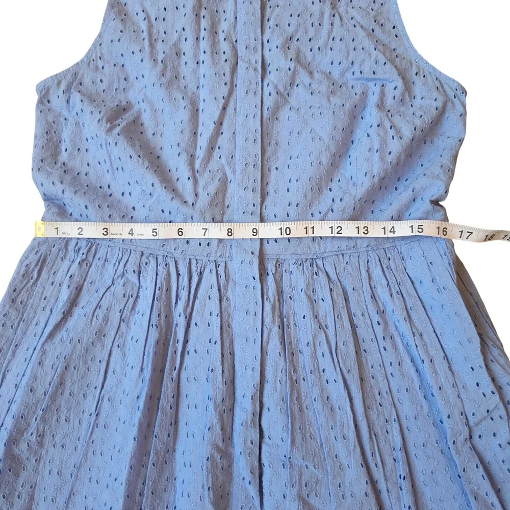 J. Crew NWT Eyelet Sleeveless Button Front Dress L2338 Periwinkle Blue Size 12
